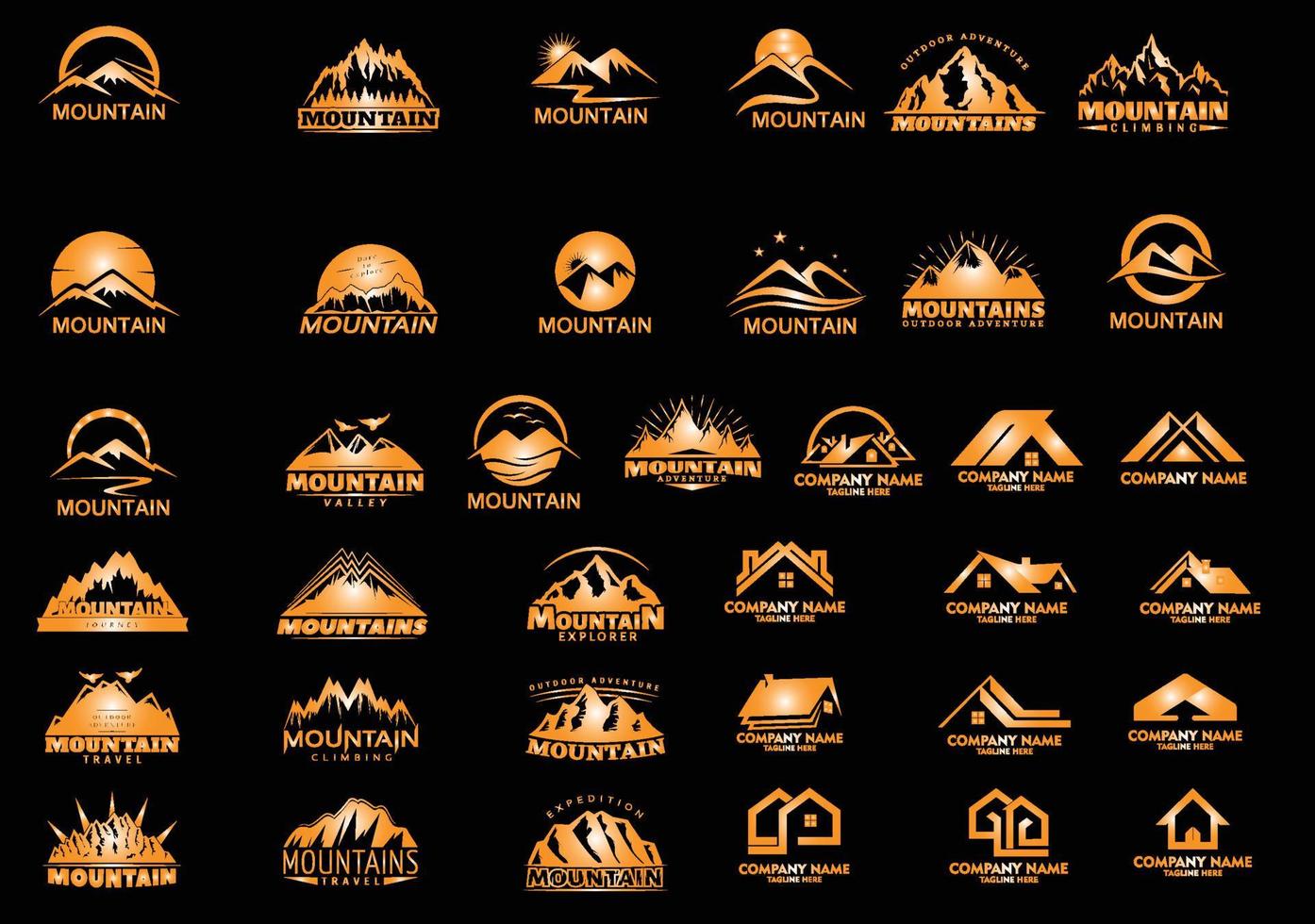 New Mountain And Real Estate Logo Design Bundle Set vector