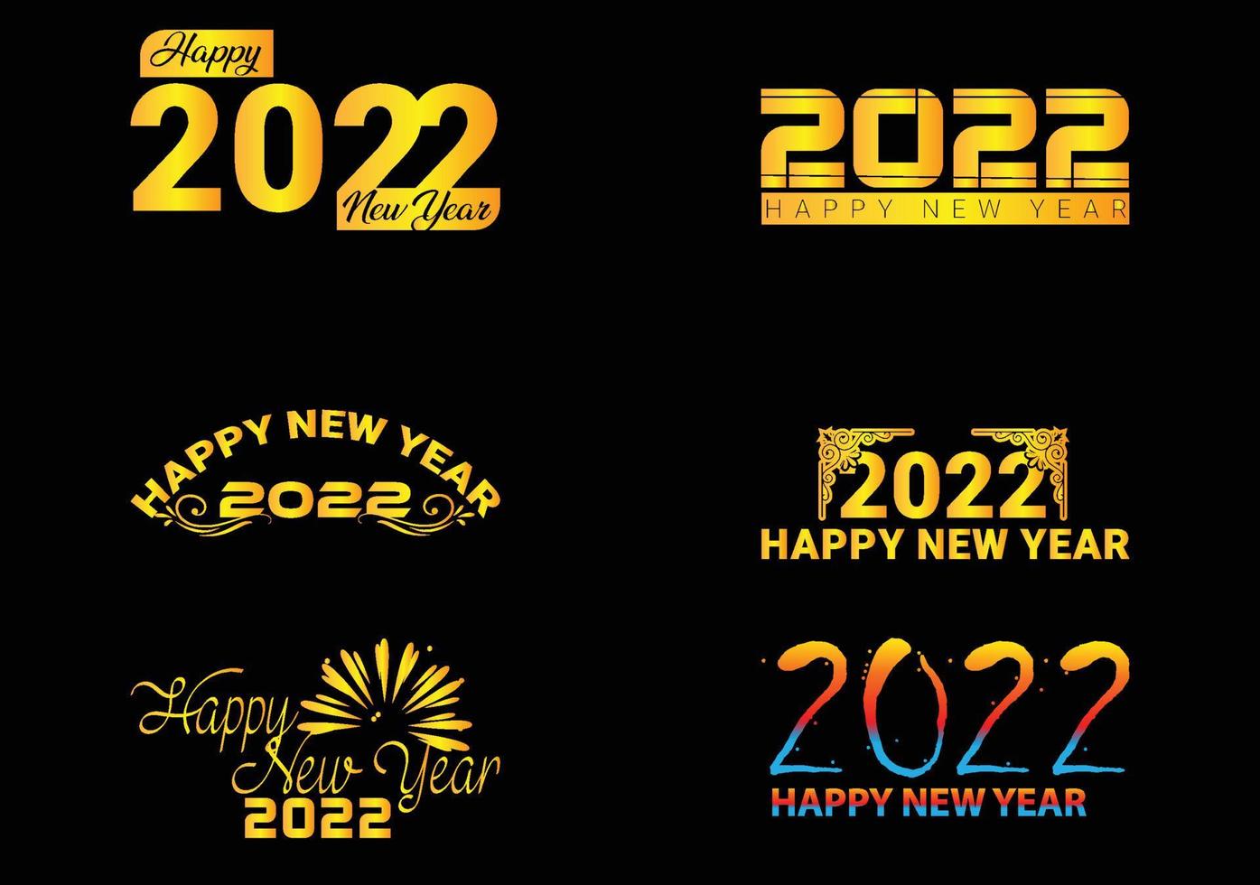 2022 Happy New Year Logo Design Bundle Template 02 vector