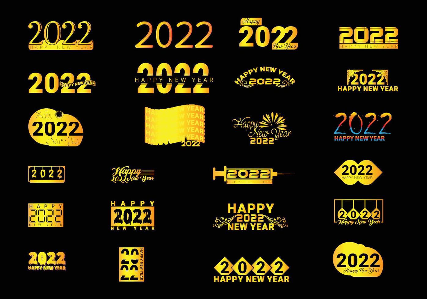 Plantilla de paquete de diseño de logotipo de feliz año nuevo 2022 05 vector