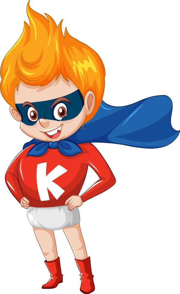 Superboy or superhero cartoon character sticker vector