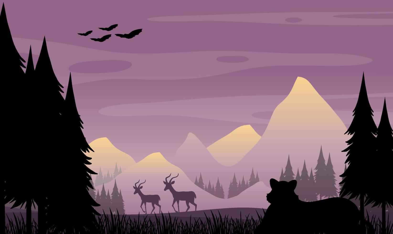 fondo de silueta de paisaje de bosque vector