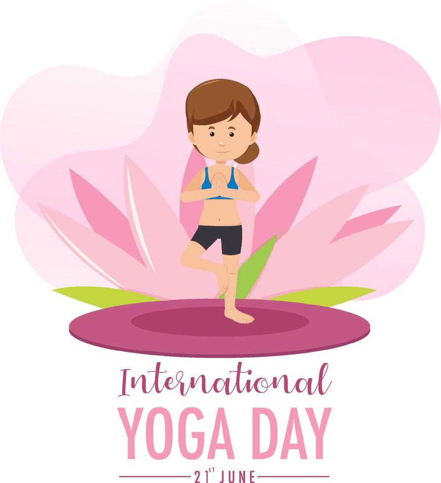 banner del día internacional del yoga con mujer haciendo pose de yoga vector