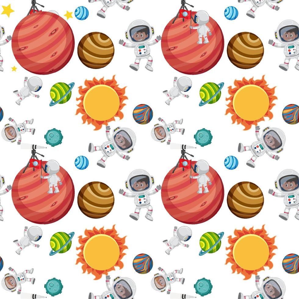Astronaut in the space solar system vector