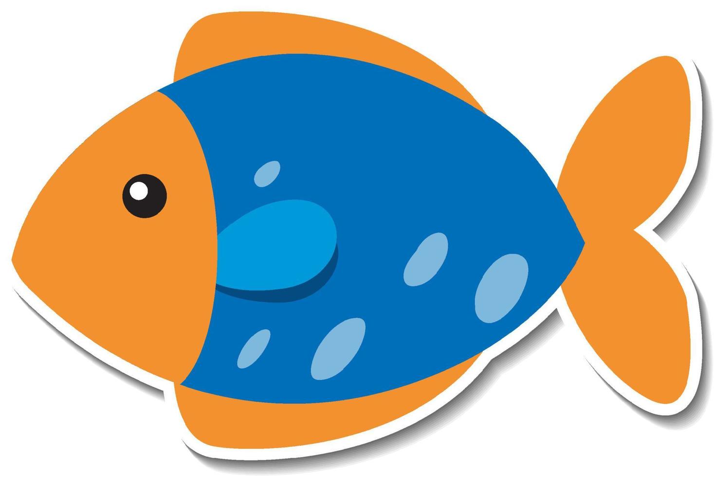 Cute flat fish cartoon sticker vector