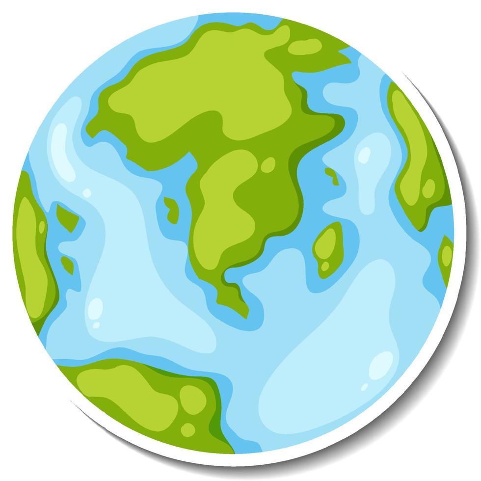 Earth globe cartoon sticker on white background vector