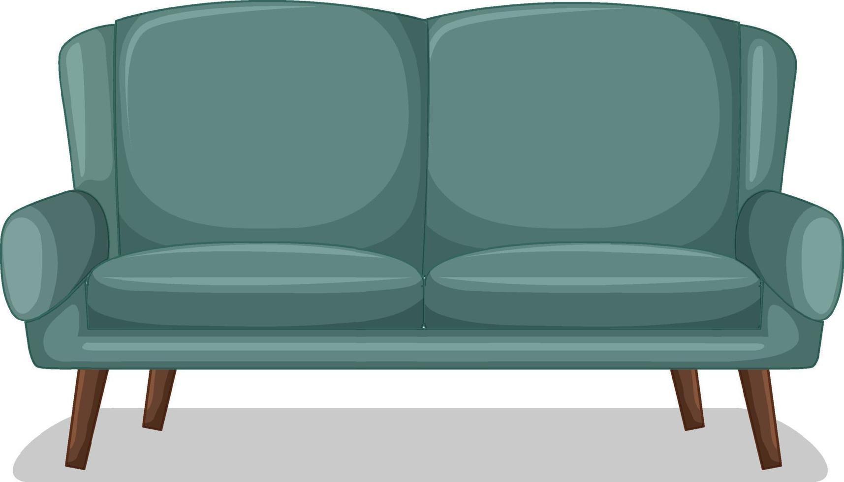 Green two-seater sofa isolated on white background vector