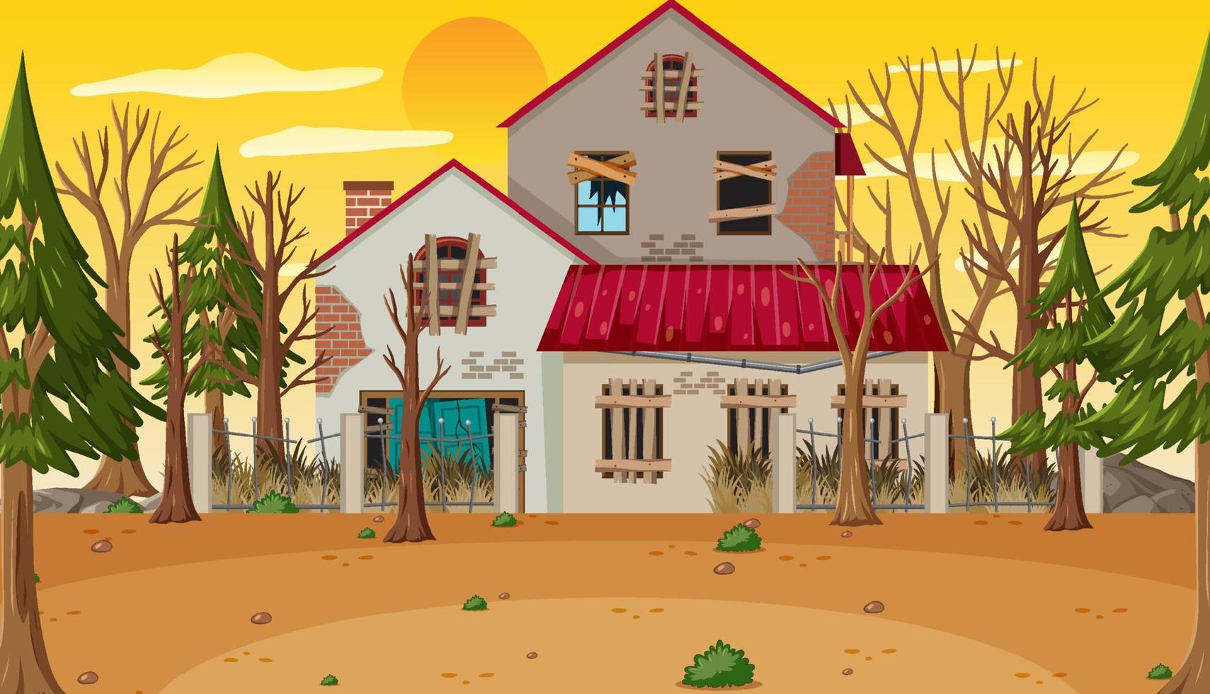 Scene with abandoned house at daytime vector