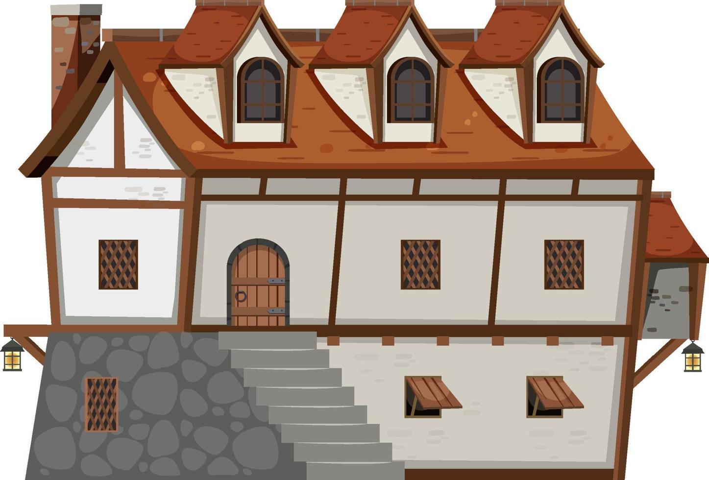 Ancient medieval manor house on white background vector