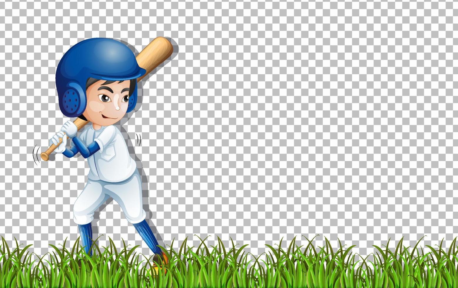 Baseball player cartoon character on grid background vector