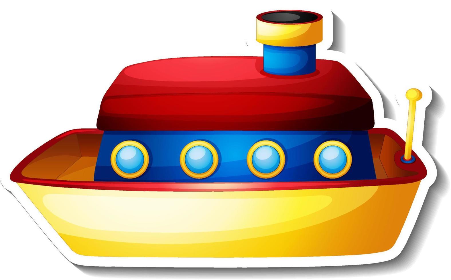 Boat toy cartoon sticker on white background vector