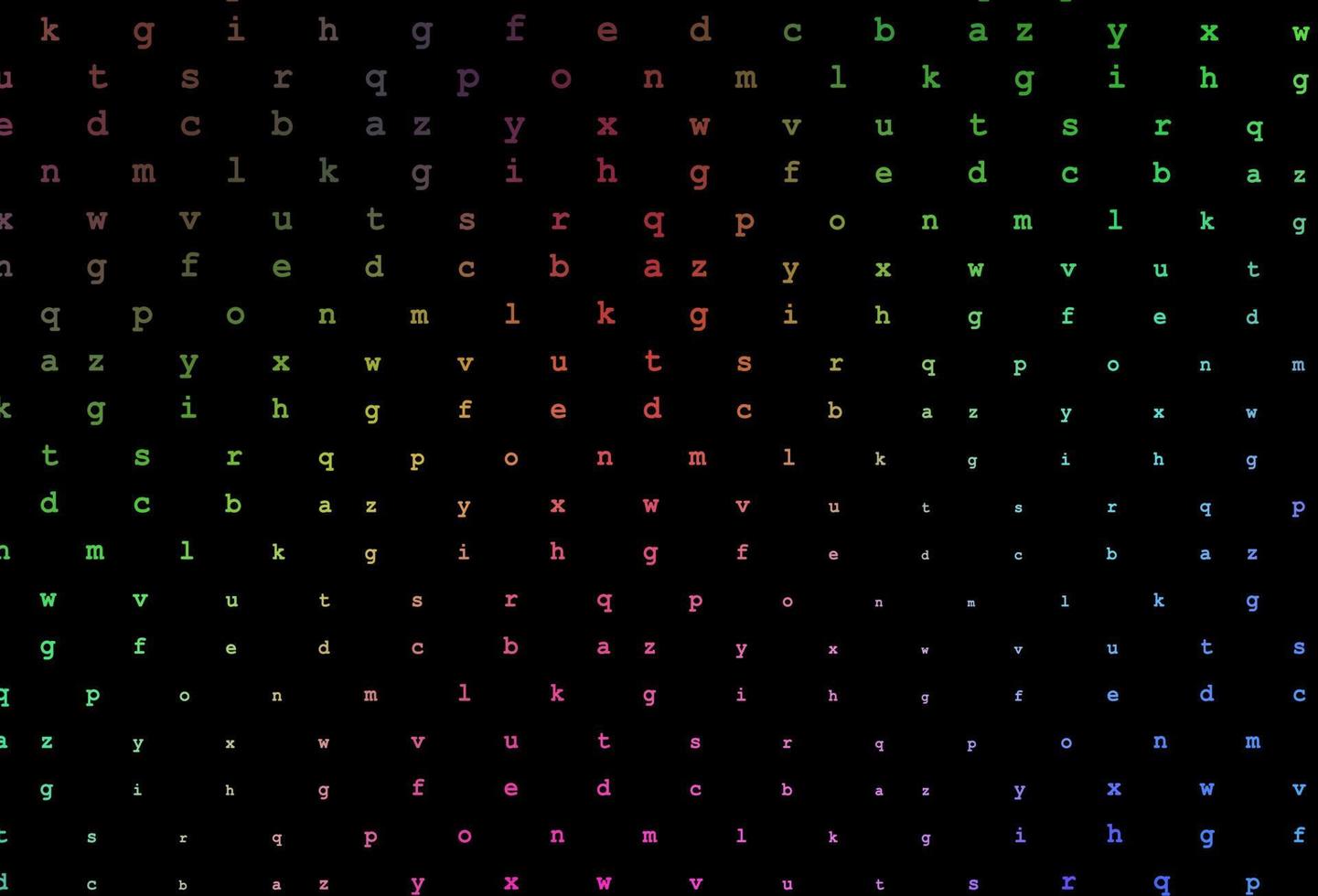 multicolor oscuro, plantilla de vector de arco iris con letras aisladas.