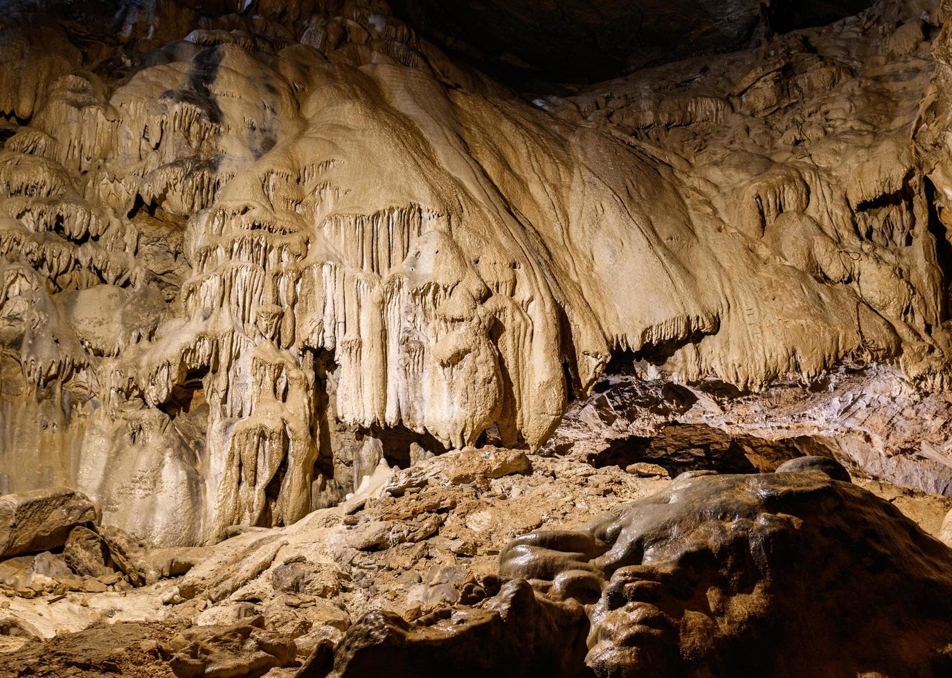 Beautiful rock formations inside a natural cave photo