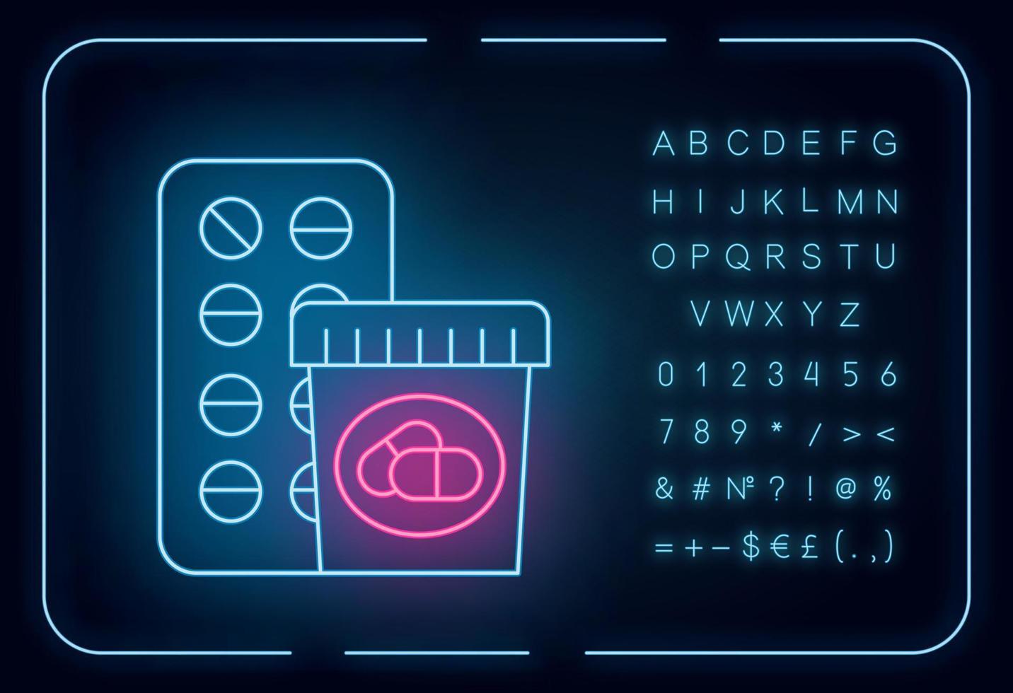 icono de luz de neón de medicación vector