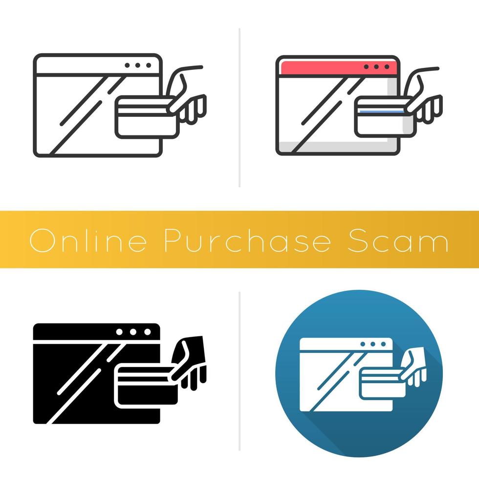 Online purchase scam icon vector