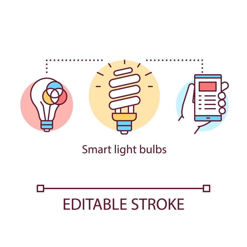 Smart light bulbs concept icon vector