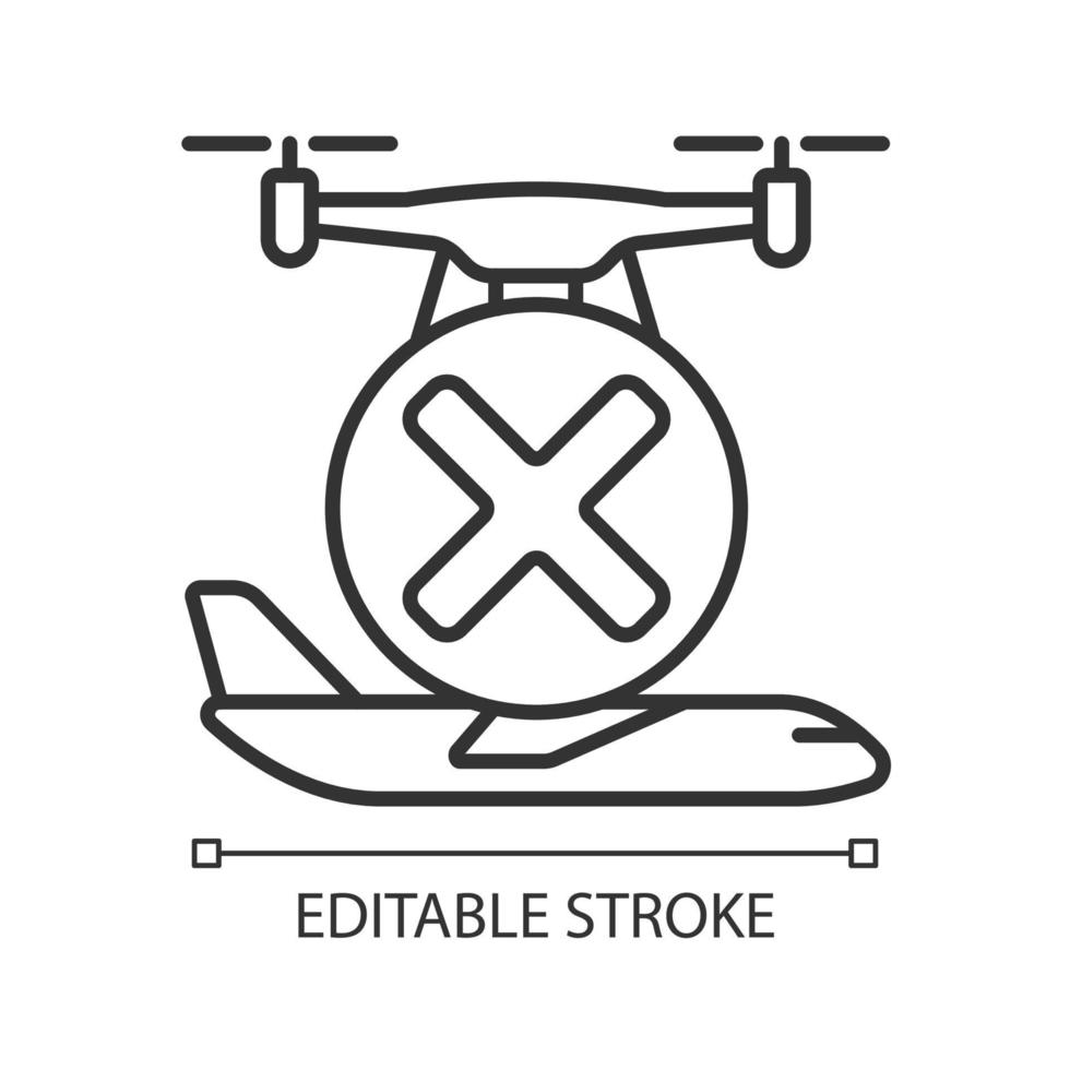 Dont fly near aircrafts linear manual label icon vector