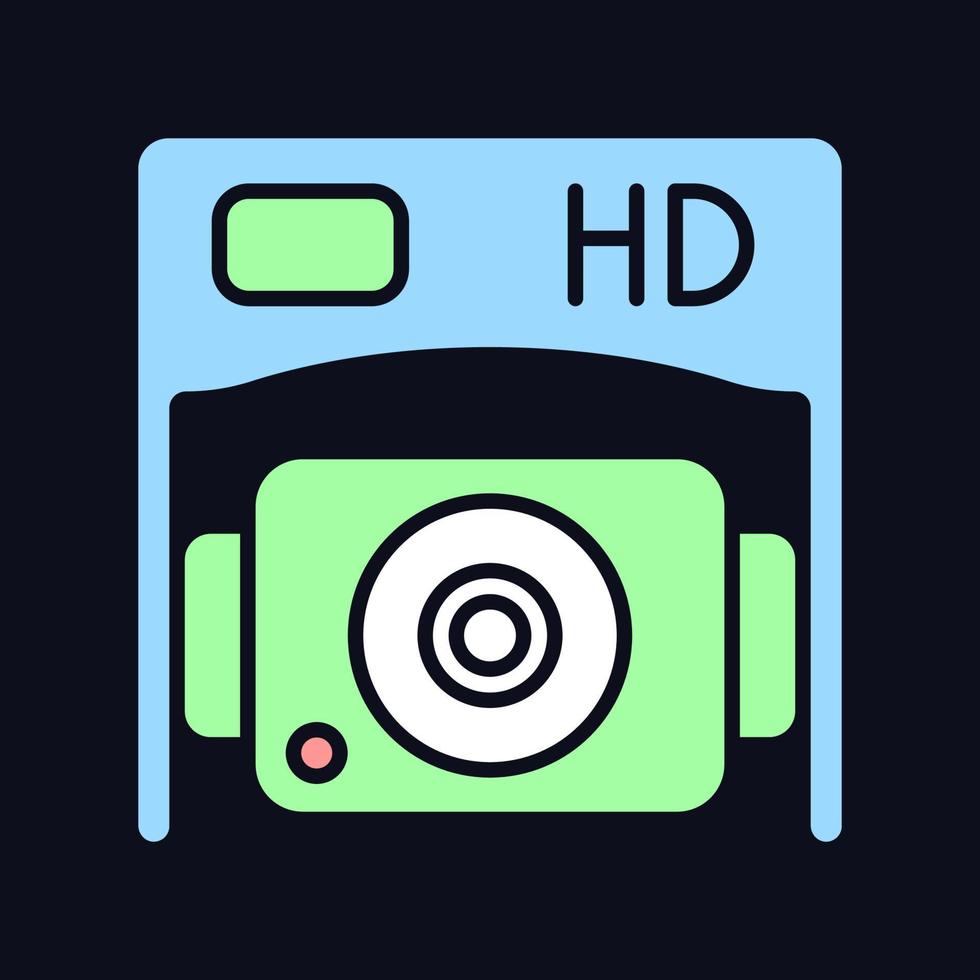 HD bottom camera RGB color manual label icon for dark theme vector