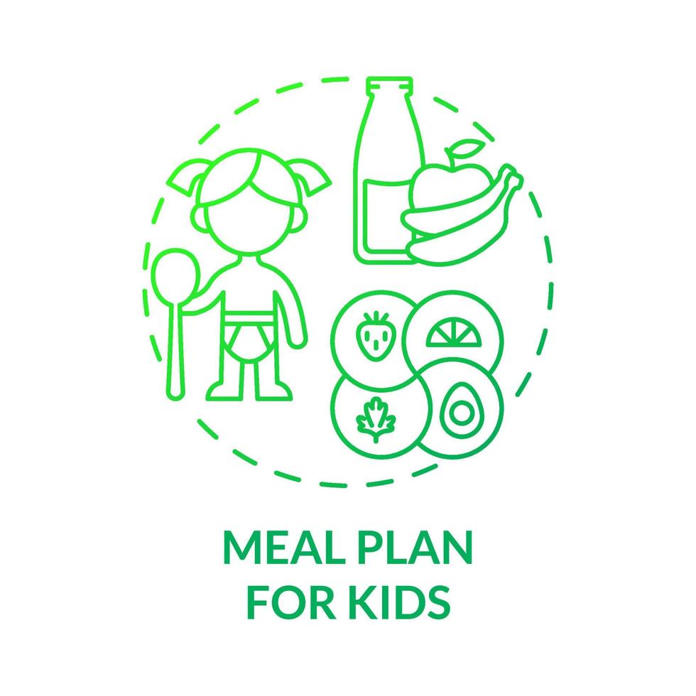 plan de comidas para niños icono de concepto degradado verde vector