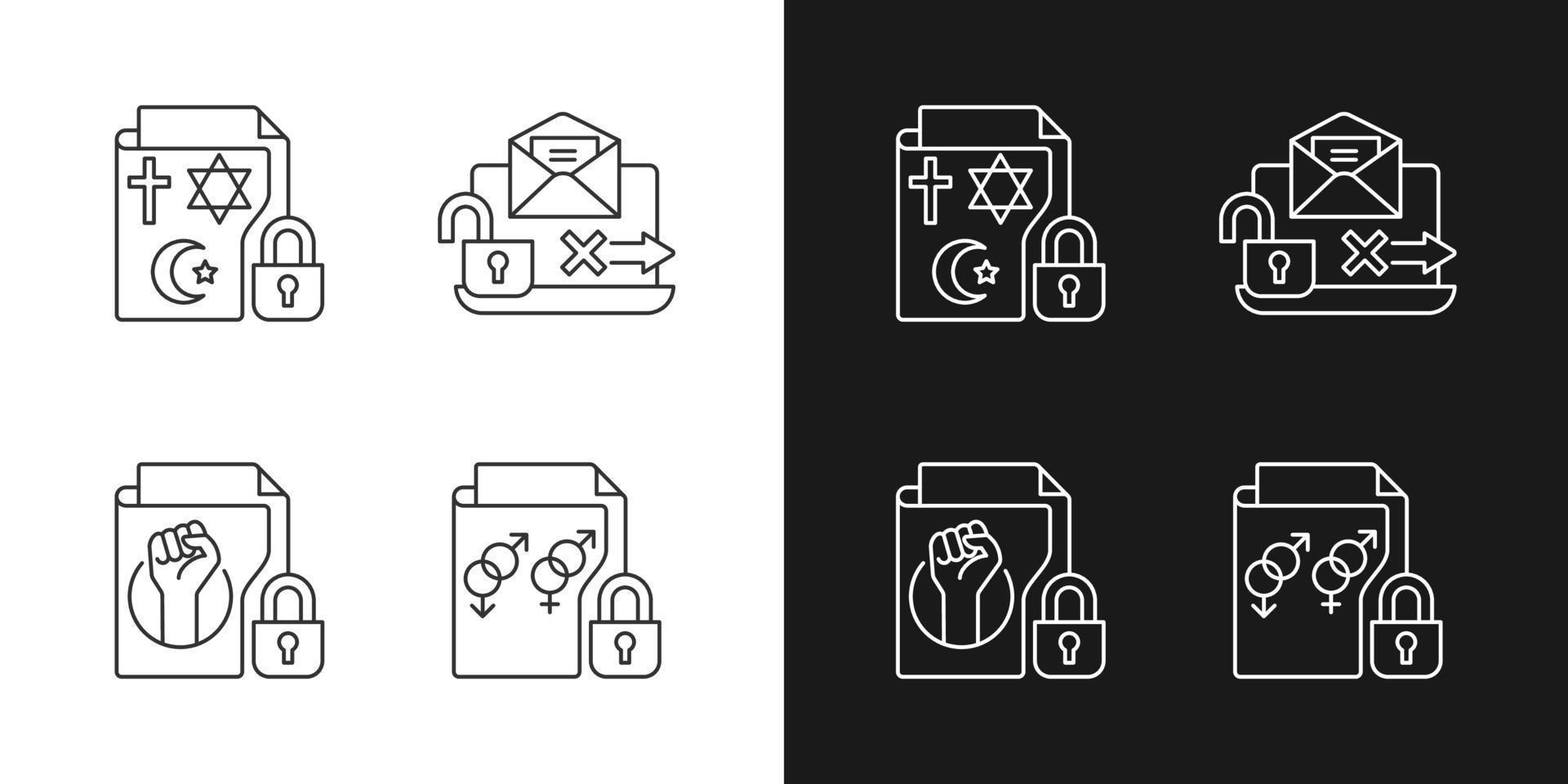 Data confidentiality linear icons set for dark and light mode vector