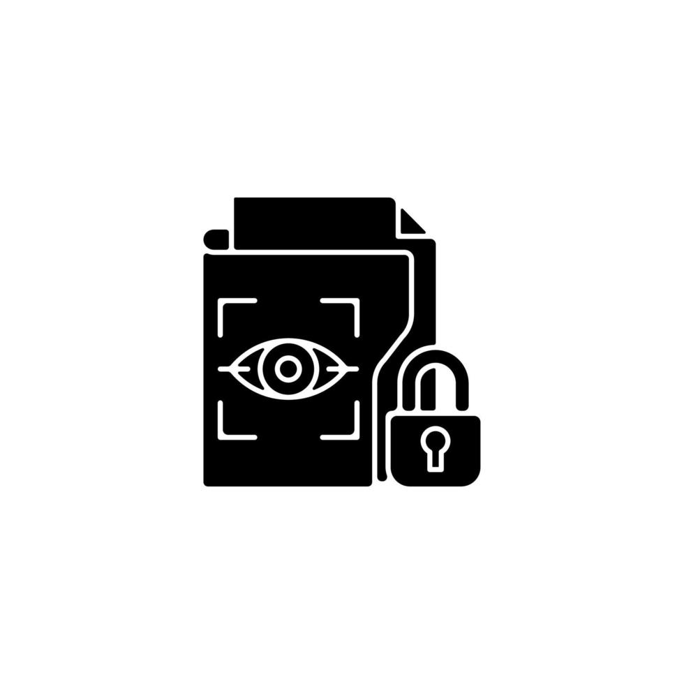 Protected biometric data black glyph icon vector