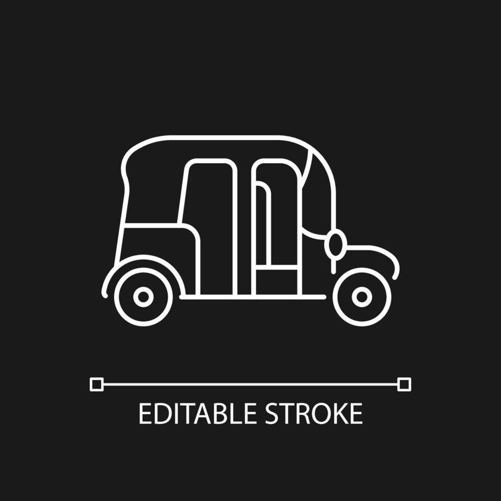 Auto rickshaw white linear icon for dark theme vector