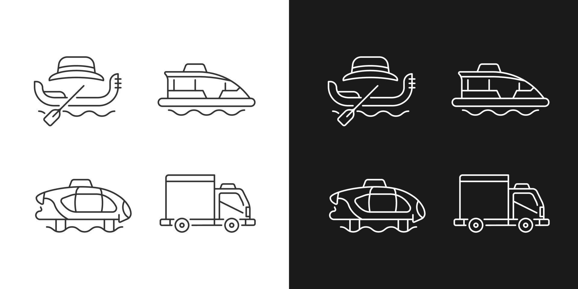 iconos lineales de reserva de taxis establecidos para el modo oscuro y claro vector