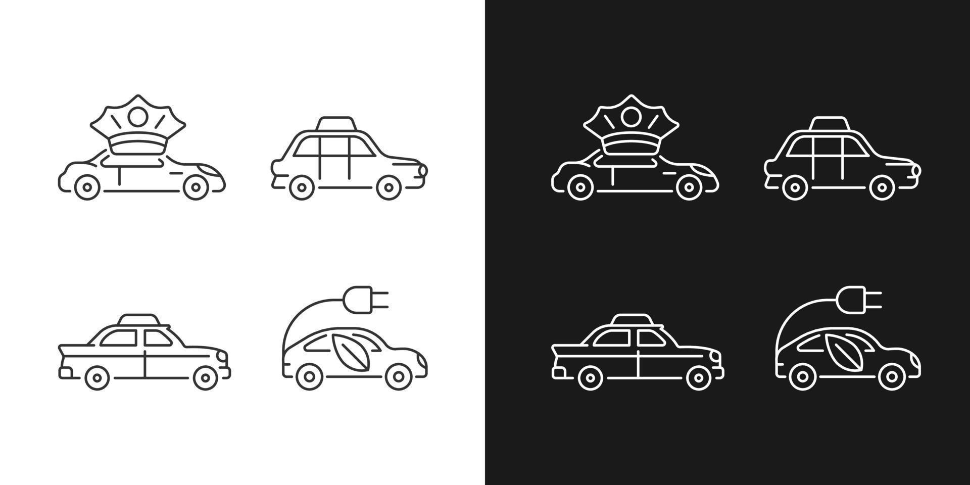 Transporting passengers business linear icons set for dark and light mode vector