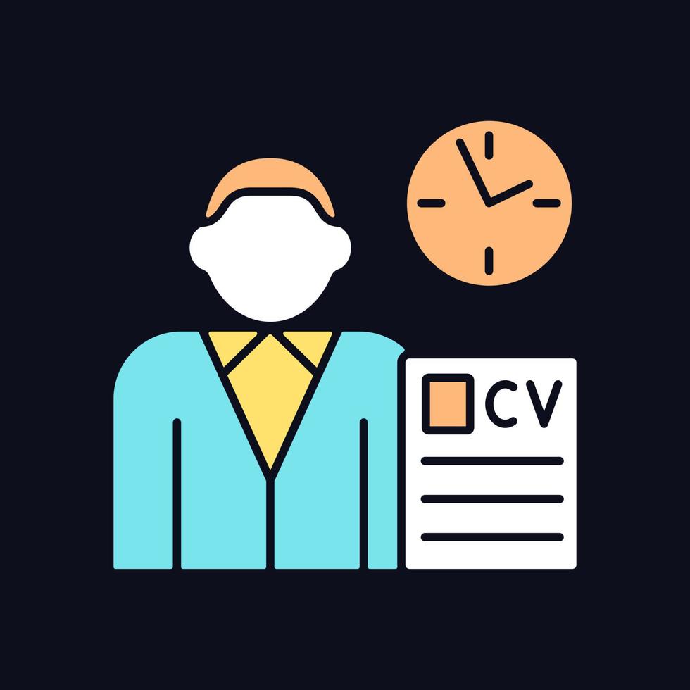 Job applicant RGB color icon for dark theme vector