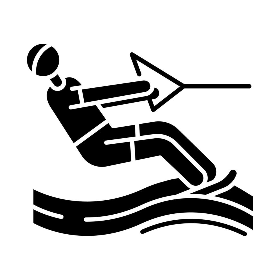 Water skiing glyph icon vector