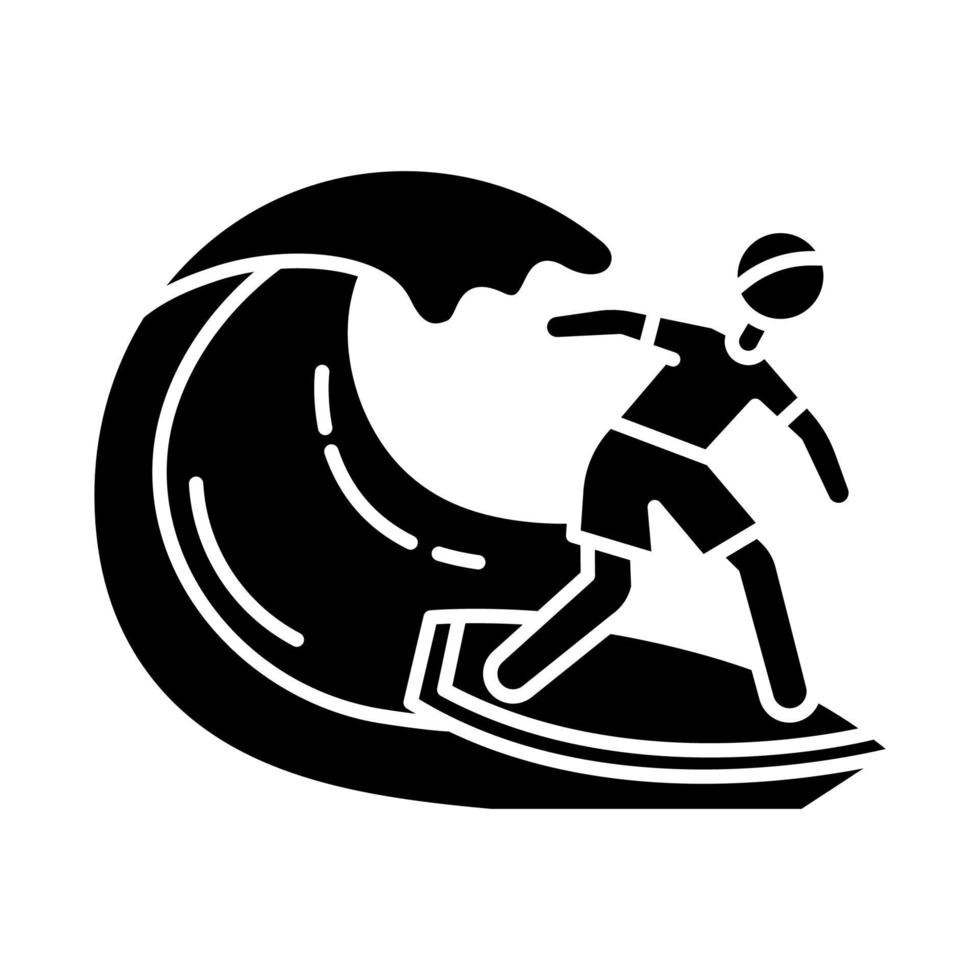 Surfing glyph icon vector