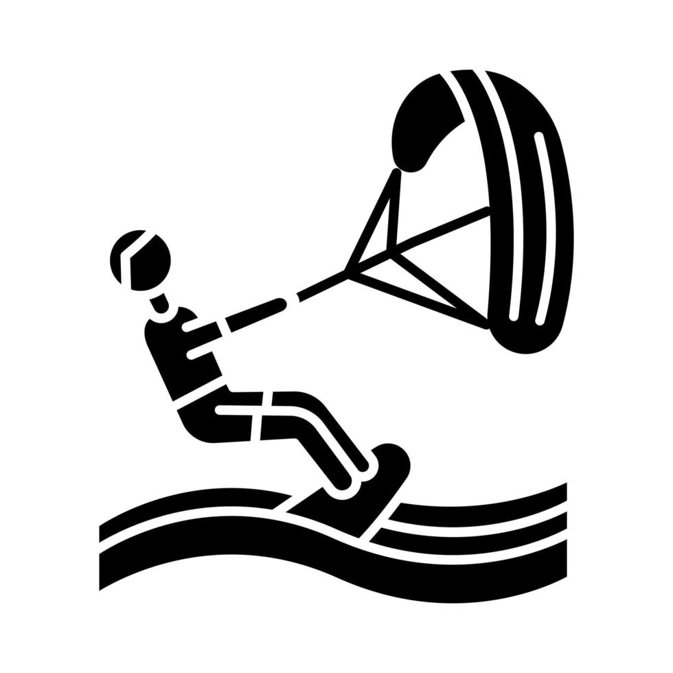 icono de glifo de kiteboarding vector