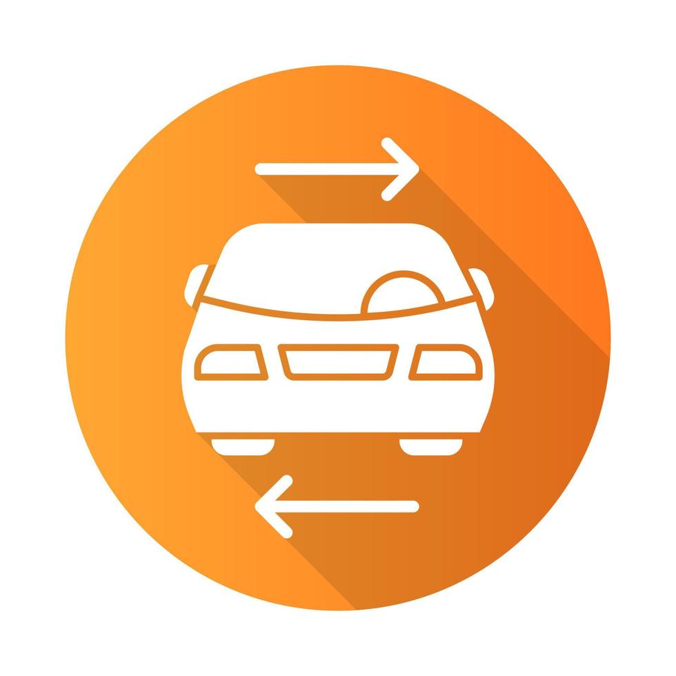 Shared car service orange flat design long shadow glyph icon vector