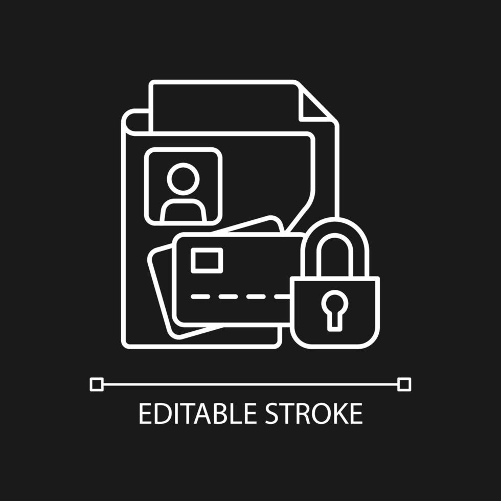 Nonpublic personal information white linear icon for dark theme vector