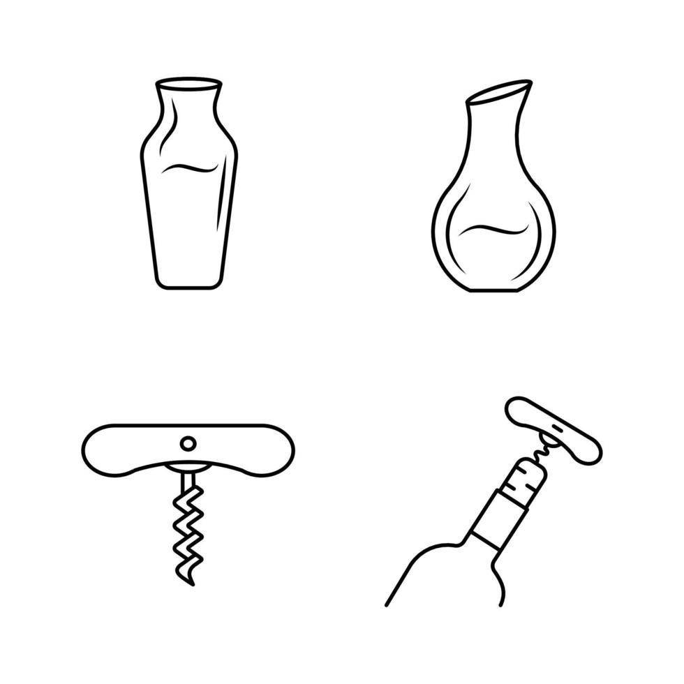 Wine linear icons set vector