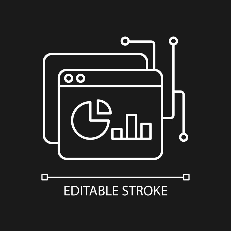 Data intelligence platform white linear icon for dark theme vector