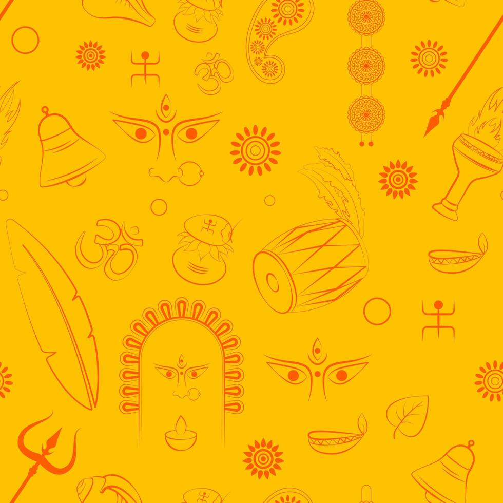 durga puja seamless pattern background vector illustration
