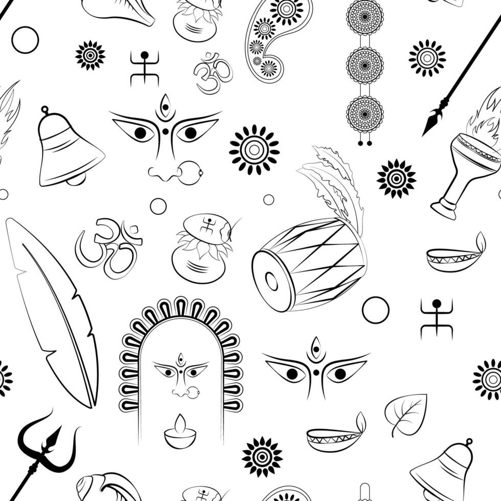 durga puja pattern background vector illustration