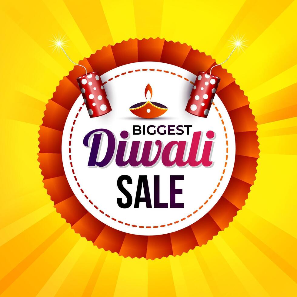 biggest diwali sale creative vector illustration. diwali festival sale banner background design with yellow background