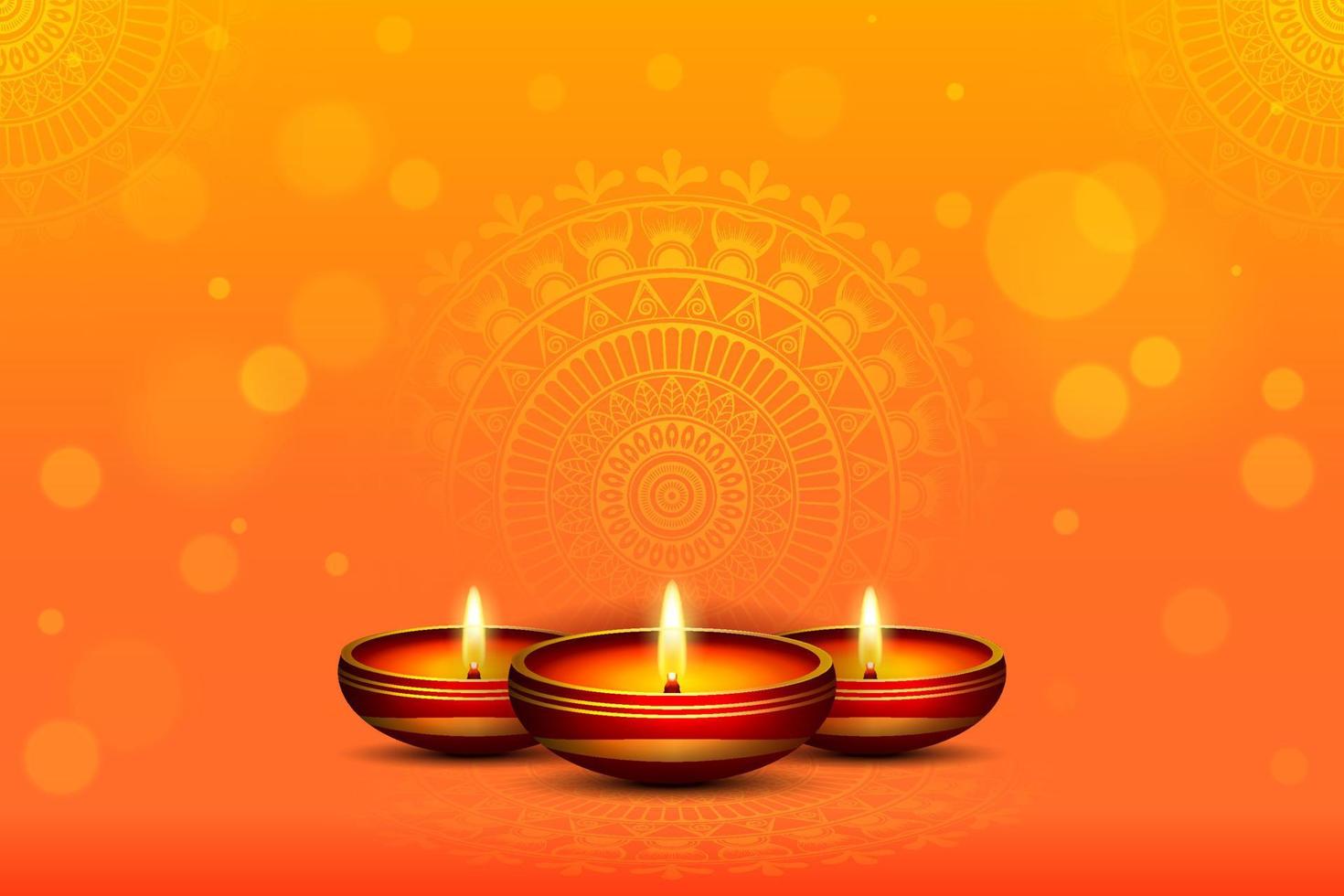 Fondo de feliz festival de diwali con lámpara de aceite realista. Diseño de fondo de Diwali para banner, cartel, flyer, banner de sitio web, vector