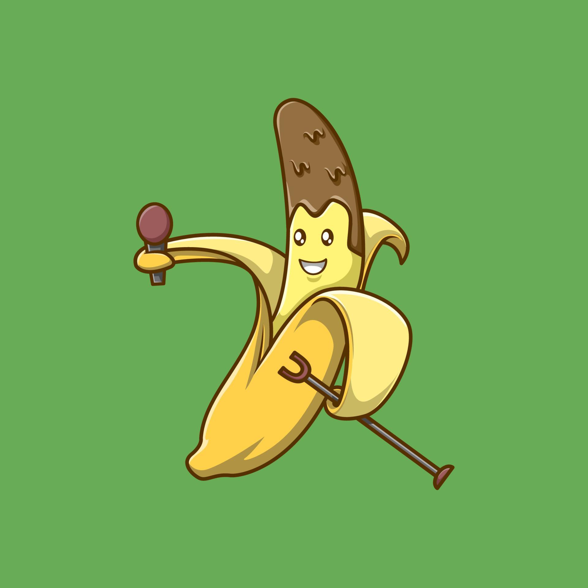 Banana Singing Cartoon. Perfect for logo illustration 3602880 Vector