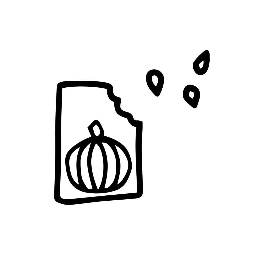 Ilustración de vector stock de semillas de calabaza de doodle. semillas de calabaza simples aisladas sobre fondo blanco. para colorear, decoración.