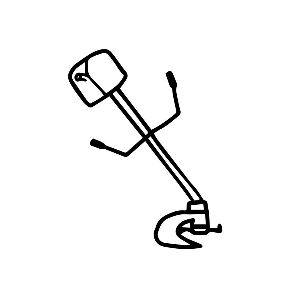 Grass and Weed Trimmer, vector illustration, hand drawn, doodle