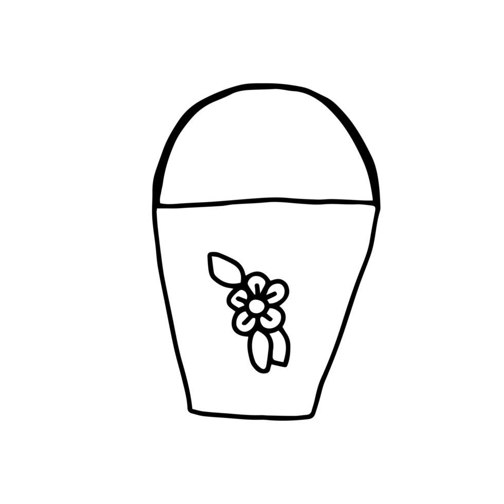 Simple hand drawn vector illustration with bucket for water and floor washing. Isolated on white background illustration with a hygienic theme for flyers, banners and booklets.