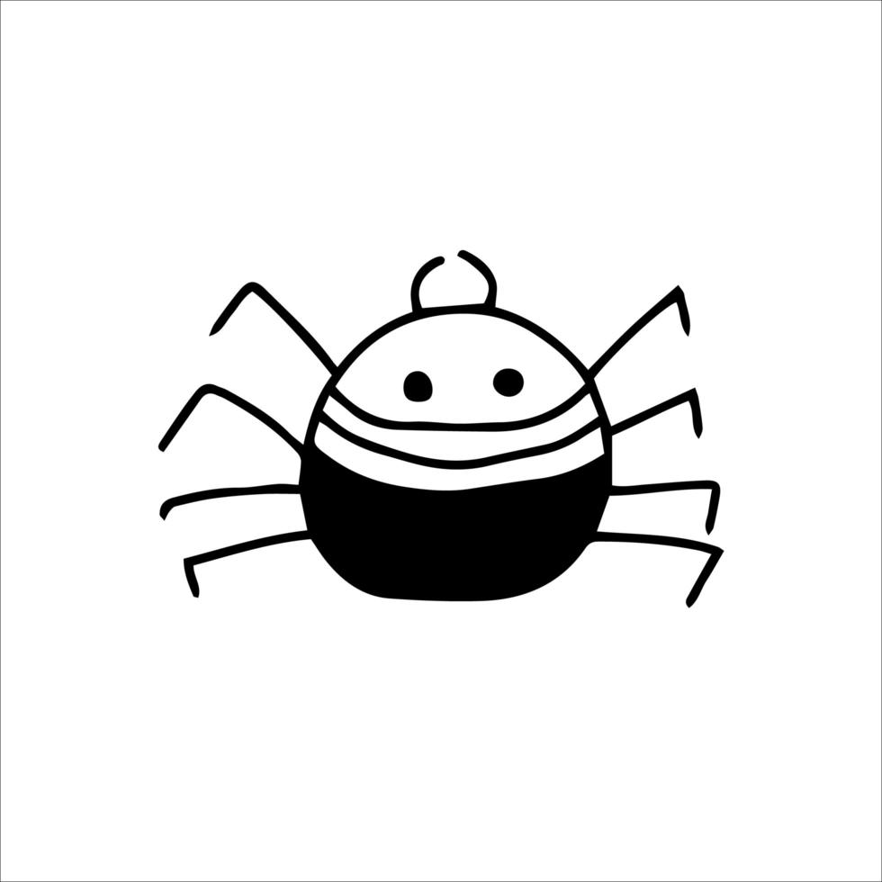 mano de araña dibujada en estilo doodle. elemento minimalismo monocromo elemento simple vector. insecto, halloween. tarjeta de diseño, pegatina, icono de cartel vector