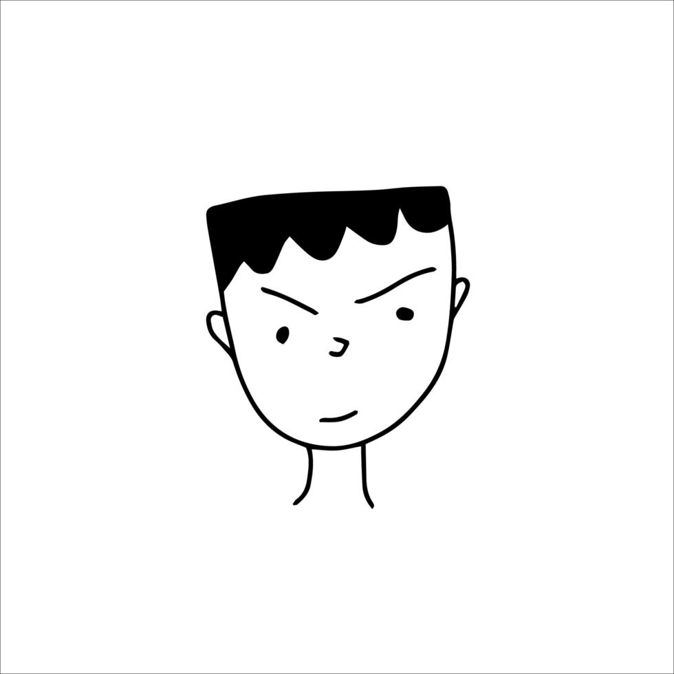 Hand-drawn cartoon face doodle avatar, vector illustration