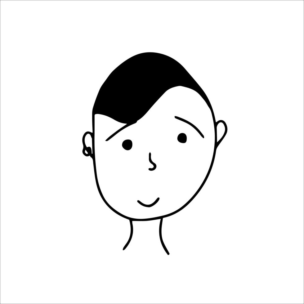 Hand-drawn cartoon face doodle avatar, vector illustration