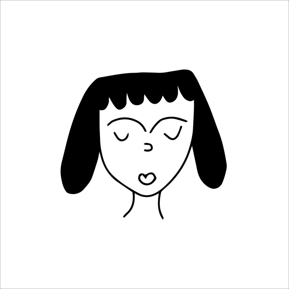 avatar de doodle de cara de dibujos animados dibujados a mano, ilustración vectorial vector