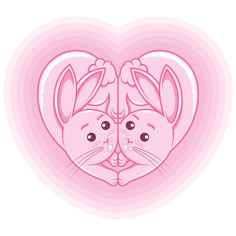 Illustration of heart shaped rabbits vector