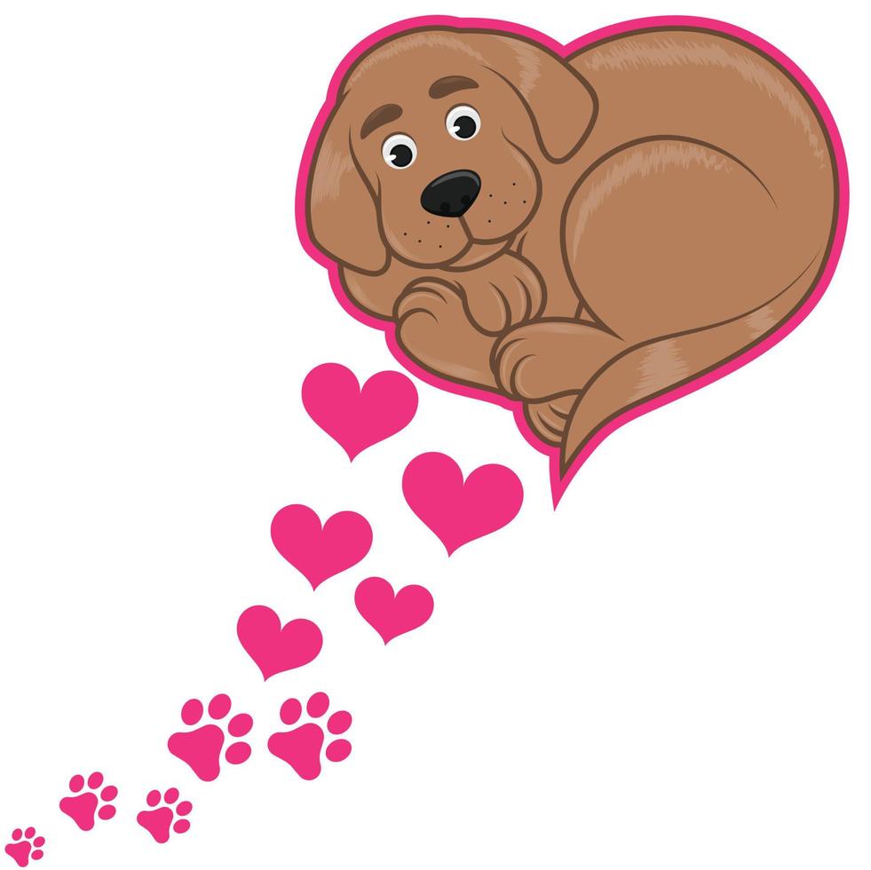 ilustración de perro en forma de corazón vector