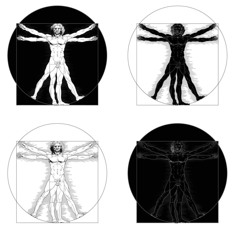 Vitruvian man in black and white vector